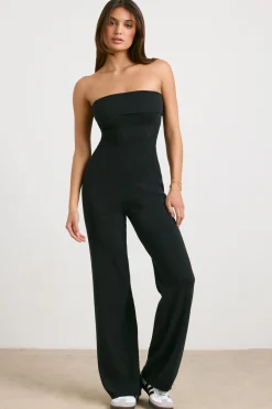 Oh Polly Knitwear^Chunky Knit Kick Flare Unitard in Black