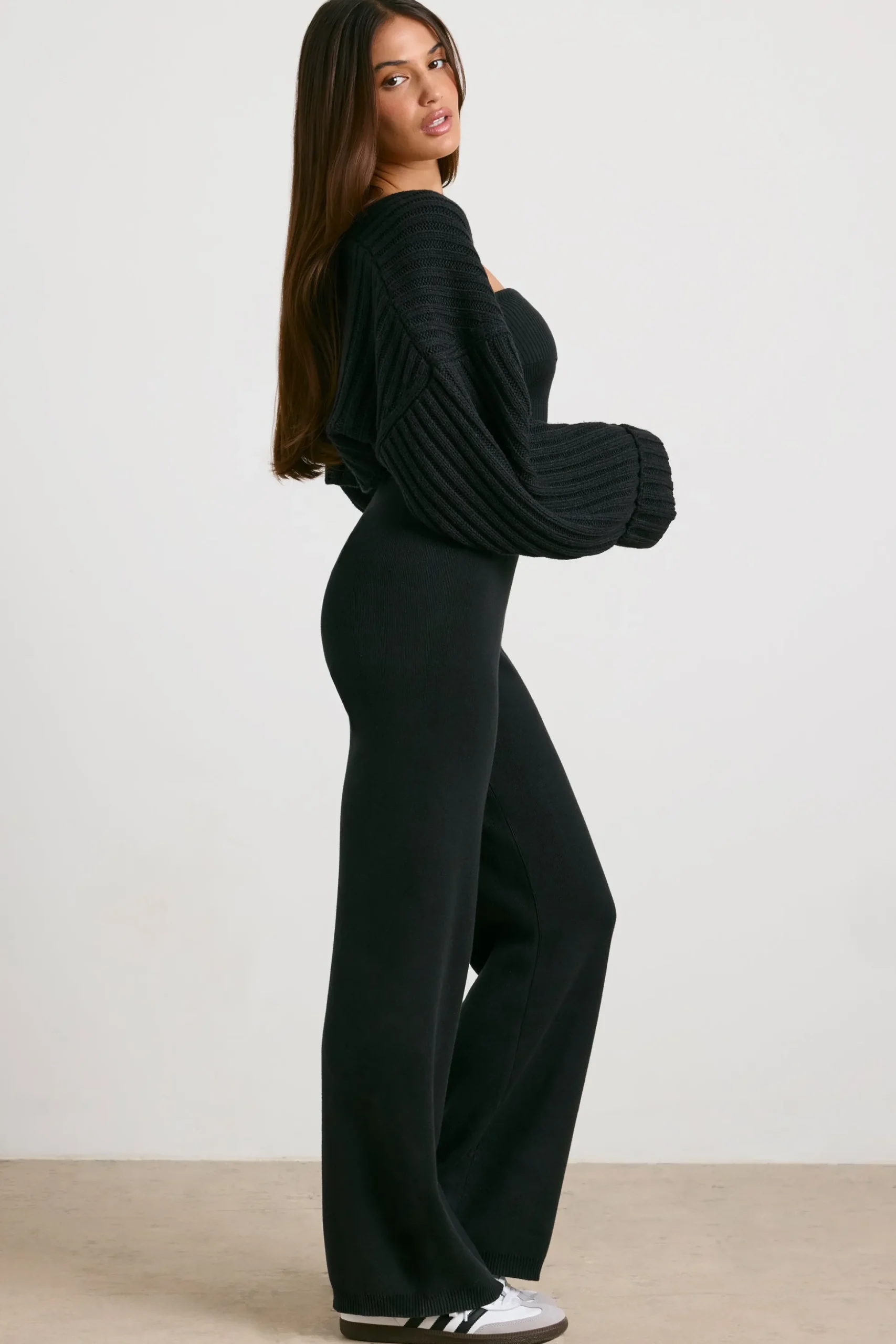 Oh Polly Knitwear | Tops^Chunky Knit Shrug in Black