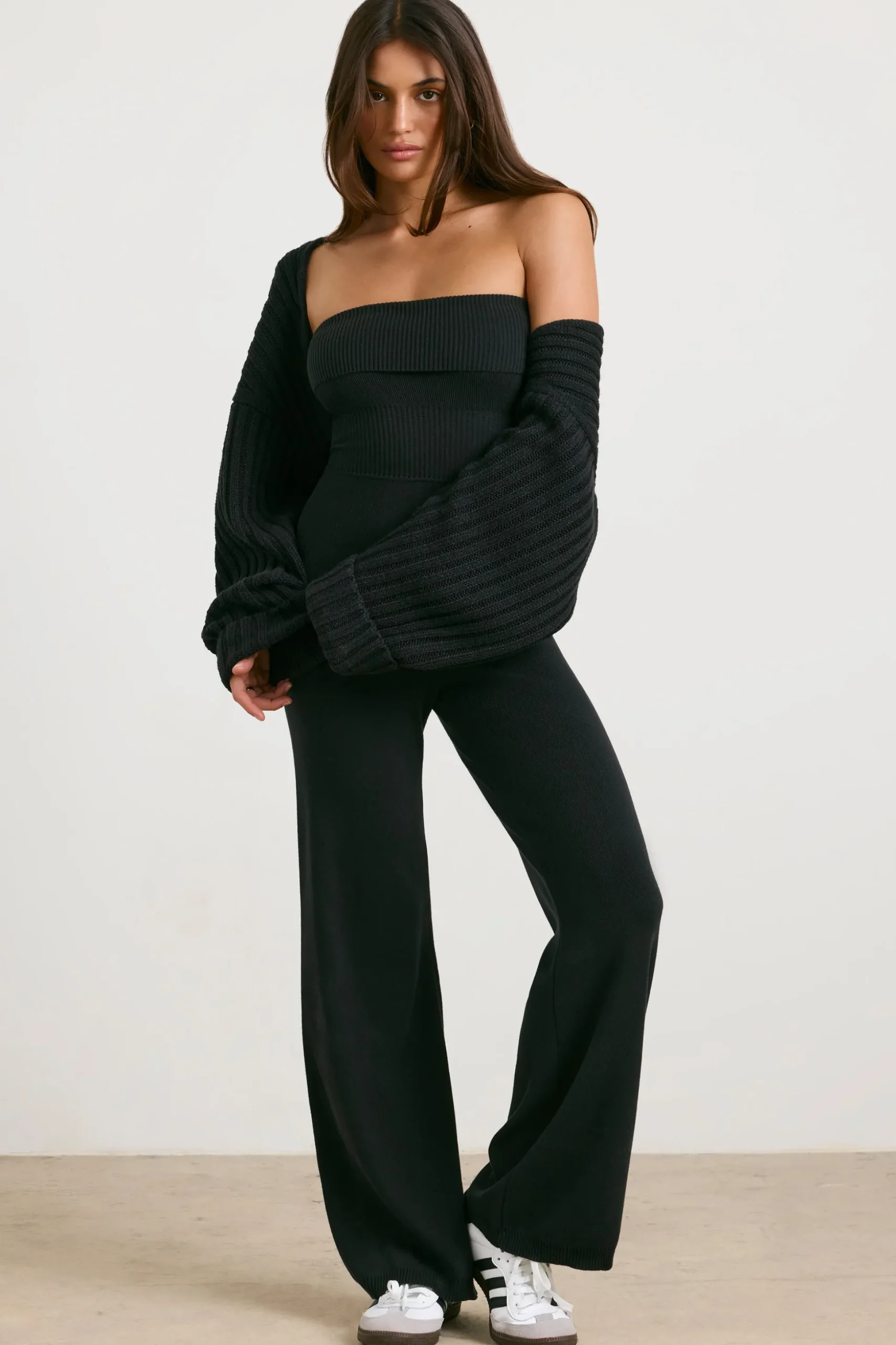 Oh Polly Knitwear | Tops^Chunky Knit Shrug in Black