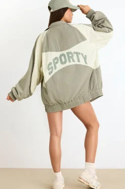 Oh Polly Coats | Tracksuits^Colourblock Track Jacket in Mineral
