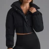 Oh Polly Coats | Tops^Contour Hooded Cropped Puffer Jacket in Black