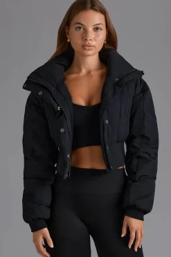 Oh Polly Coats | Tops^Contour Hooded Cropped Puffer Jacket in Black