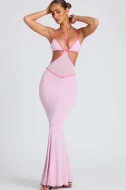 Oh Polly Women'S Clothing Sale - $65 And Under^Contrast Binding Cut Out Evening Gown in Soft Pink SoftPink