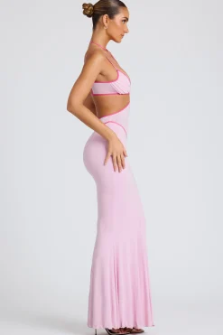 Oh Polly Women'S Clothing Sale - $65 And Under^Contrast Binding Cut Out Evening Gown in Soft Pink SoftPink