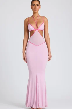 Oh Polly Women'S Clothing Sale - $65 And Under^Contrast Binding Cut Out Evening Gown in Soft Pink SoftPink