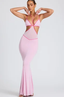 Oh Polly Women'S Clothing Sale - $65 And Under^Contrast Binding Cut Out Evening Gown in Soft Pink SoftPink