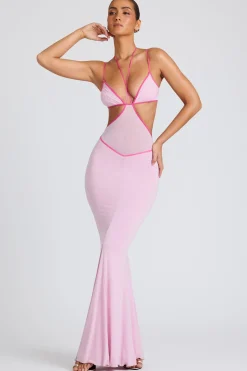 Oh Polly Women'S Clothing Sale - $65 And Under^Contrast Binding Cut Out Evening Gown in Soft Pink SoftPink
