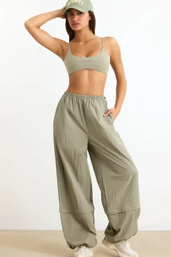 Oh Polly Tracksuits^Convertible Wide Leg Track Pants in Mineral