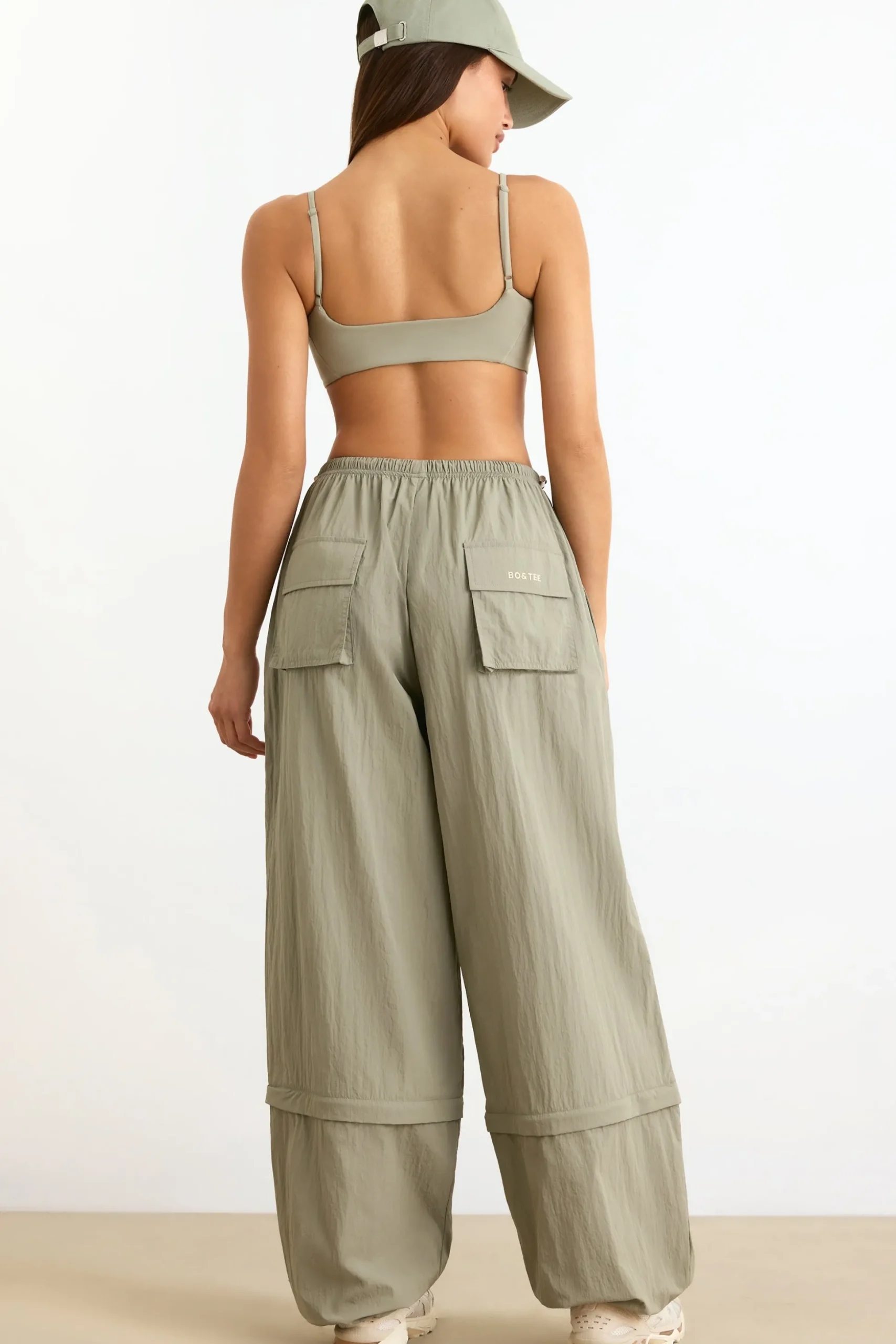 Oh Polly Tracksuits^Convertible Wide Leg Track Pants in Mineral
