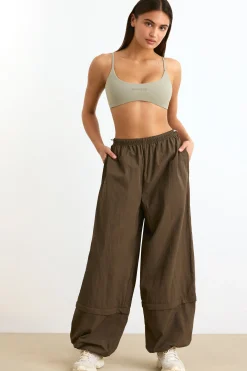 Oh Polly Tracksuits^Convertible Wide Leg Track Pants in Espresso