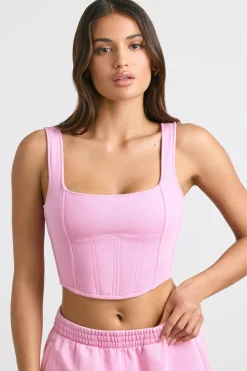 Oh Polly Matching Sets | Tops^Corset Crop Top in Bubblegum Pink BubblegumPink