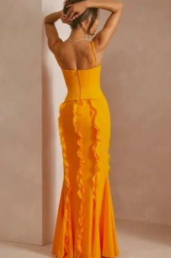 Oh Polly Wedding Guest | Party Dresses^Corset Frill Skirt Maxi Dress in Tangerine
