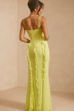 Oh Polly Wedding Guest | Party Dresses^Corset Frill Skirt Maxi Dress in Lime Green LimeGreen