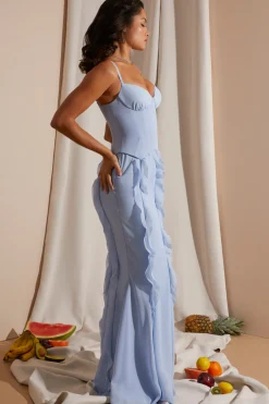 Oh Polly Wedding Guest | Party Dresses^Corset Frill Skirt Maxi Dress in Blue