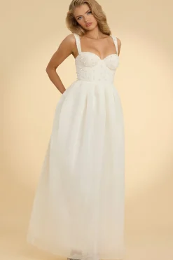 Oh Polly Party Dresses | Bride To Be^Corset Organza Maxi Dress in White