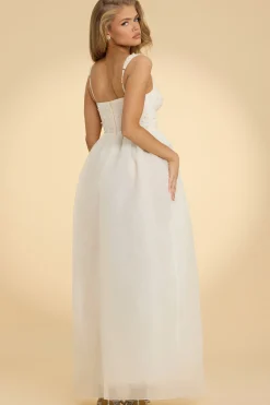 Oh Polly Party Dresses | Bride To Be^Corset Organza Maxi Dress in White