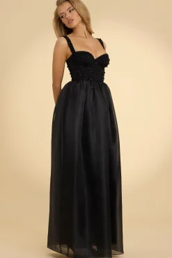 Oh Polly Party Dresses | Birthday^Corset Organza Maxi Dress in Black