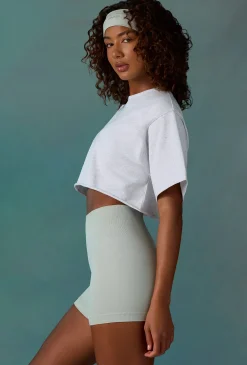 Oh Polly Tee'S & Tanks | Matching Sets^Cotton Cropped Oversized T-Shirt in Ice Grey IceGrey