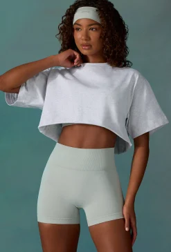 Oh Polly Tee'S & Tanks | Matching Sets^Cotton Cropped Oversized T-Shirt in Ice Grey IceGrey