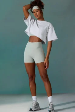 Oh Polly Tee'S & Tanks | Matching Sets^Cotton Cropped Oversized T-Shirt in Ice Grey IceGrey
