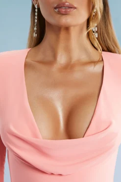 Oh Polly Women'S Clothing Sale - $65 And Under | Women'S Clothing Sale - $40 And Under^Cowl Neck Thigh Split Mini Dress in Blush