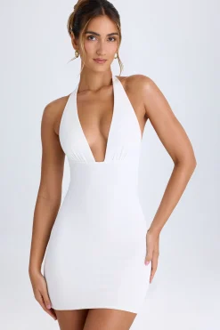 Oh Polly Night Out^Cowl-Back Halterneck Mini Dress in White