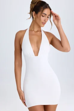 Oh Polly Night Out^Cowl-Back Halterneck Mini Dress in White