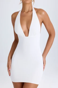 Oh Polly Night Out^Cowl-Back Halterneck Mini Dress in White