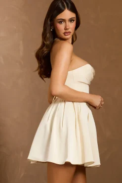 Oh Polly Satin Dresses^Cowl-Neck Corset Mini Dress in Ivory