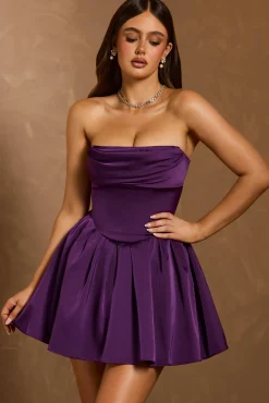 Oh Polly Party Dresses | Holiday Party Dresses & Outfits^Cowl-Neck Corset Mini Dress in Plum