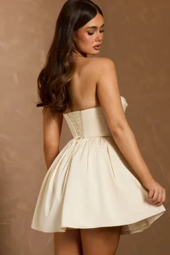 Oh Polly Satin Dresses^Cowl-Neck Corset Mini Dress in Ivory