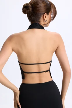 Oh Polly Tops^Cowl-Neck Open-Back Top in Black