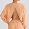 Oh Polly Tracksuits | Sweatshirts^Crew-Neck Open-Back Cropped Sweatshirt in Peach