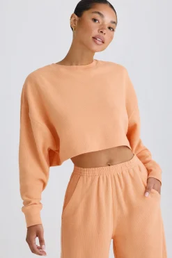 Oh Polly Tracksuits | Sweatshirts^Crew-Neck Open-Back Cropped Sweatshirt in Peach