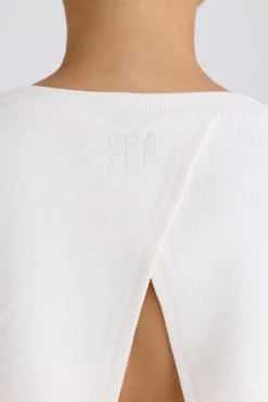 Oh Polly Tracksuits | Sweatshirts^Crew-Neck Open-Back Cropped Sweatshirt in White