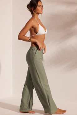 Oh Polly Cover-Ups^Crinkle Textured Beach Trousers in Light Green LightGreen