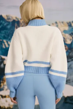 Oh Polly Knitwear | Tracksuits^Cropped Chunky-Knit Turtleneck Jumper in Ice Blue IceBlue