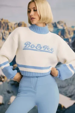Oh Polly Knitwear | Tracksuits^Cropped Chunky-Knit Turtleneck Jumper in Ice Blue IceBlue
