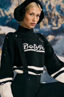 Oh Polly Tracksuits | Sweatshirts^Cropped Chunky-Knit Turtleneck Jumper in Black