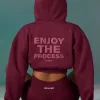 Oh Polly Sweatshirts | Matching Sets^Cropped Drawstring Hooded Sweatshirt in Plum