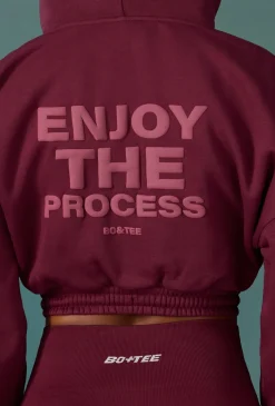 Oh Polly Sweatshirts | Matching Sets^Cropped Drawstring Hooded Sweatshirt in Plum