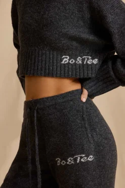 Oh Polly Knitwear | Tracksuits^Cropped Knit Jumper in Charcoal Marl CharcoalMarl