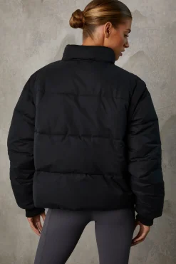 Oh Polly Coats^Cropped Puffer Jacket with Detachable Sleeves in Black