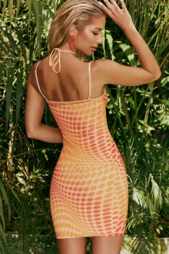 Oh Polly Women'S Clothing Sale - $65 And Under | Women'S Clothing Sale - $40 And Under^Cross Neck Printed Mesh Mini Dress in Orange