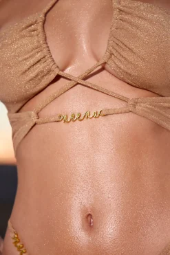 Oh Polly Women'S Clothing Sale - $65 And Under | Women'S Clothing Sale - $40 And Under^Cross Strap Bikini Top in Gold