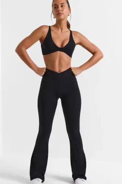 Oh Polly Matching Sets | Leggings^Cross Waistband Flare Pocket Leggings in Black