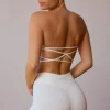 Oh Polly Matching Sets | Sports Bras^Cross-Back Bandeau Bra in Soft White SoftWhite