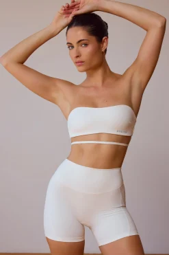 Oh Polly Matching Sets | Sports Bras^Cross-Back Bandeau Bra in Soft White SoftWhite