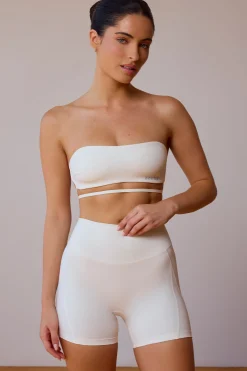 Oh Polly Matching Sets | Sports Bras^Cross-Back Bandeau Bra in Soft White SoftWhite