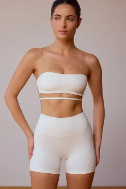 Oh Polly Matching Sets | Sports Bras^Cross-Back Bandeau Bra in Soft White SoftWhite
